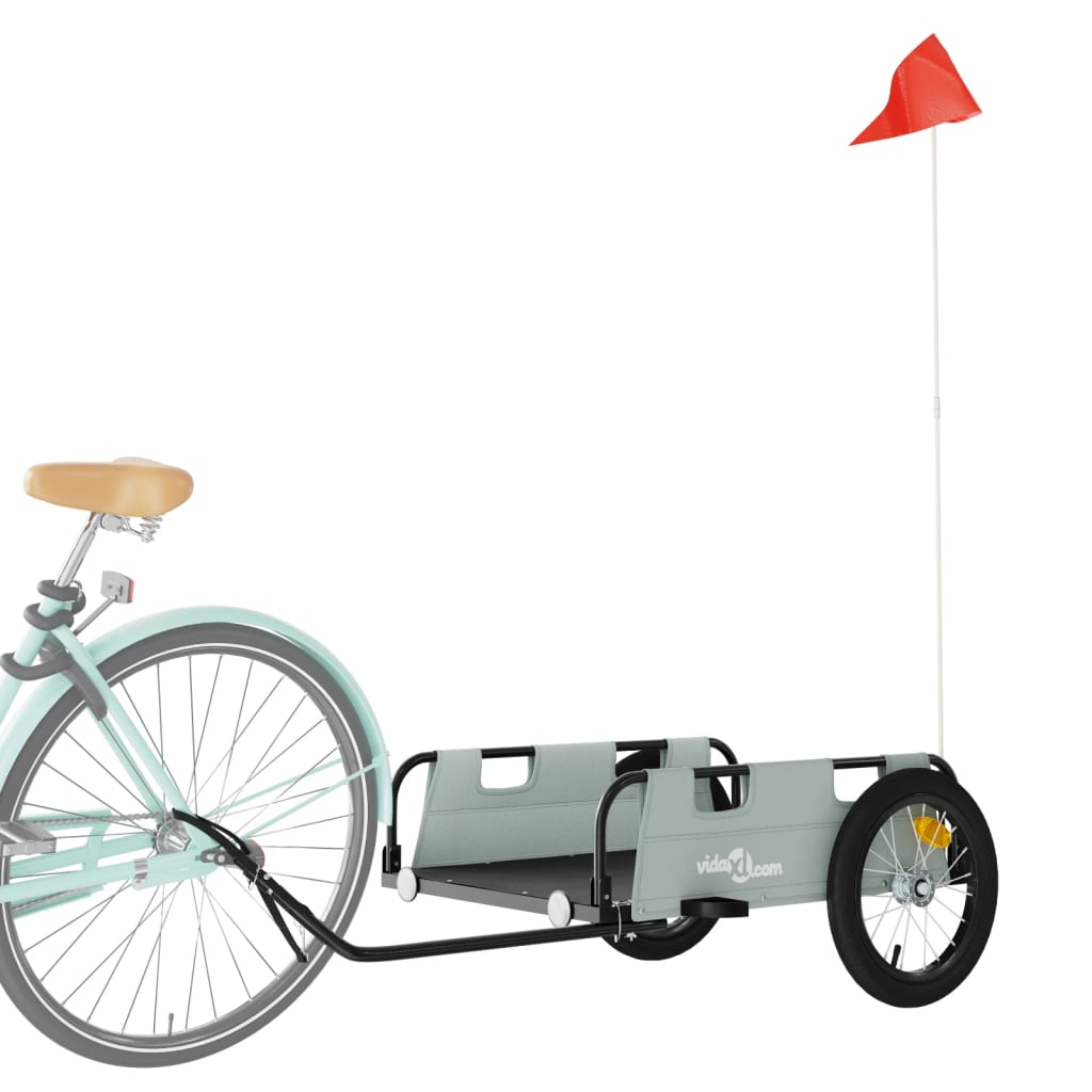 Fietstrailer oxford stof en ijzer grijs 126 x 63 x 36 cm Grijs