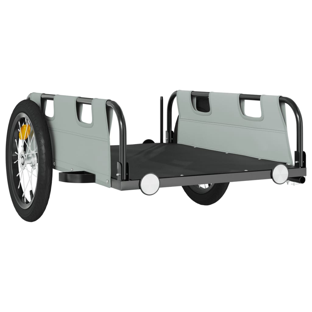 Fietstrailer oxford stof en ijzer grijs 126 x 63 x 36 cm Grijs