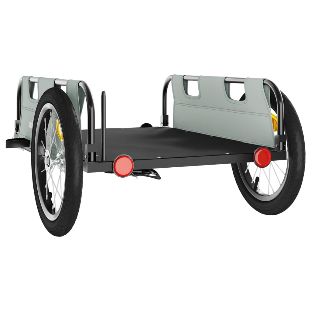 Fietstrailer oxford stof en ijzer grijs 126 x 63 x 36 cm Grijs