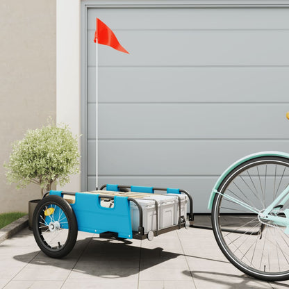 Fietstrailer oxford stof en ijzer blauw 126 x 63 x 36 cm Blauw