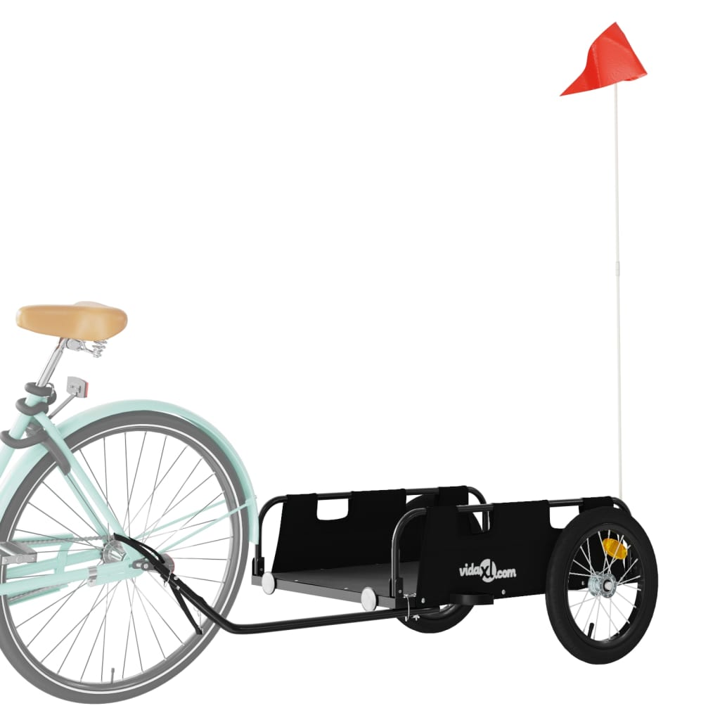 Fietstrailer oxford stof en ijzer zwart 126 x 63 x 36 cm Zwart