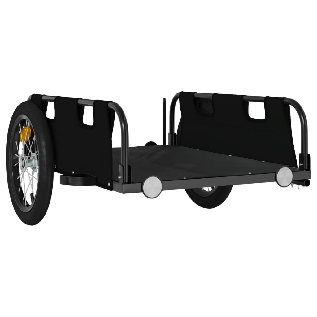 Fietstrailer oxford stof en ijzer zwart 126 x 63 x 36 cm Zwart