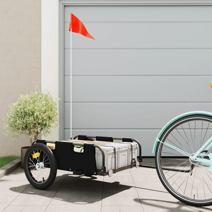 Fietstrailer oxford stof en ijzer zwart 126 x 63 x 36 cm Zwart