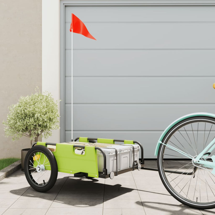 Fietstrailer oxford stof en ijzer groen 126 x 63 x 36 cm Groen