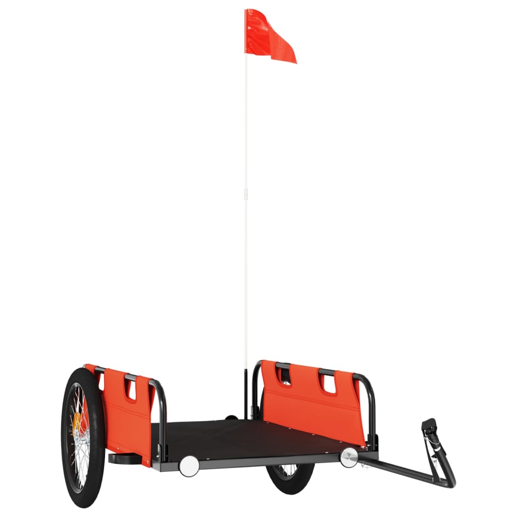 Fietstrailer oxford stof en ijzer oranje 135 x 68 x 38.5 cm orange
