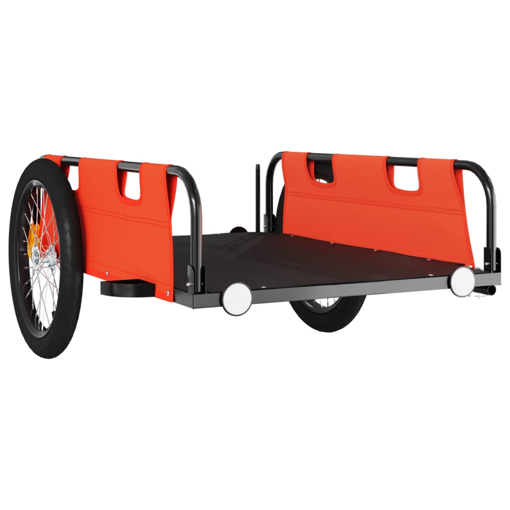 Fietstrailer oxford stof en ijzer oranje 135 x 68 x 38.5 cm orange