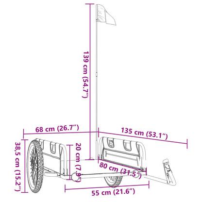 Fietskar Oxfordstof En Ijzer Zwart 135 x 68 x 38.5 cm
