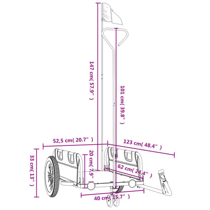 Fietstrailer oxford stof en ijzer oranje 123 x 52.5 x 33 cm orange