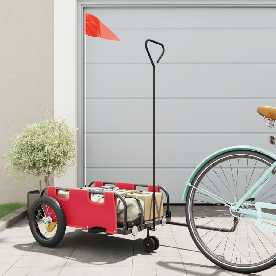 Fietstrailer oxford stof en ijzer 123 x 52.5 x 33 cm Rood