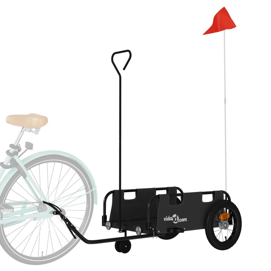 Fietstrailer oxford stof en ijzer 123 x 52.5 x 33 cm Zwart