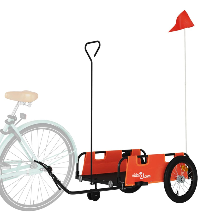 Fietstrailer oxford stof en ijzer oranje 124 x 64.5 x 36 cm orange