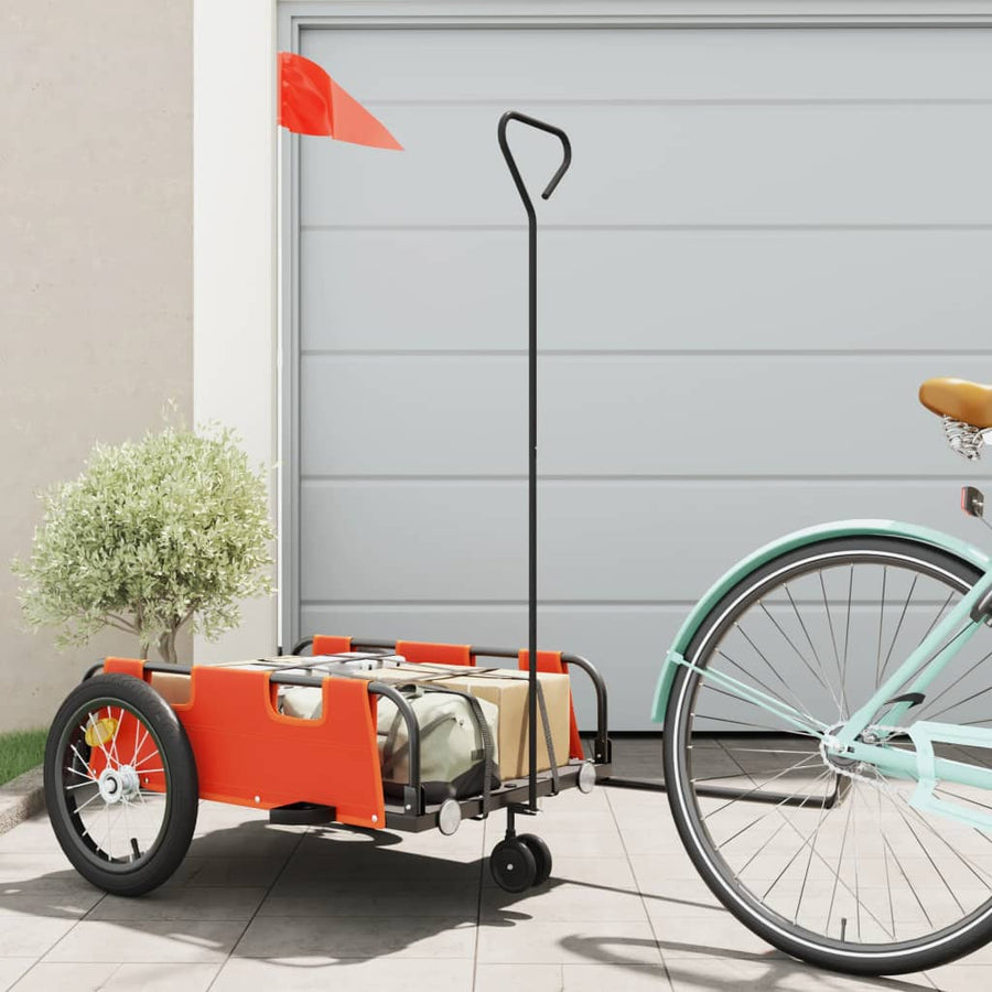 Fietstrailer oxford stof en ijzer oranje 124 x 64.5 x 36 cm orange