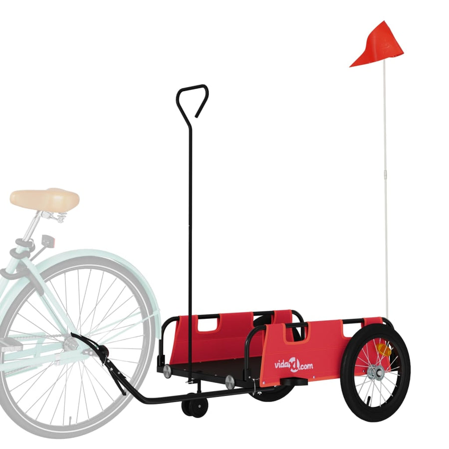 Fietstrailer oxford stof en ijzer 124 x 64.5 x 36 cm Rood