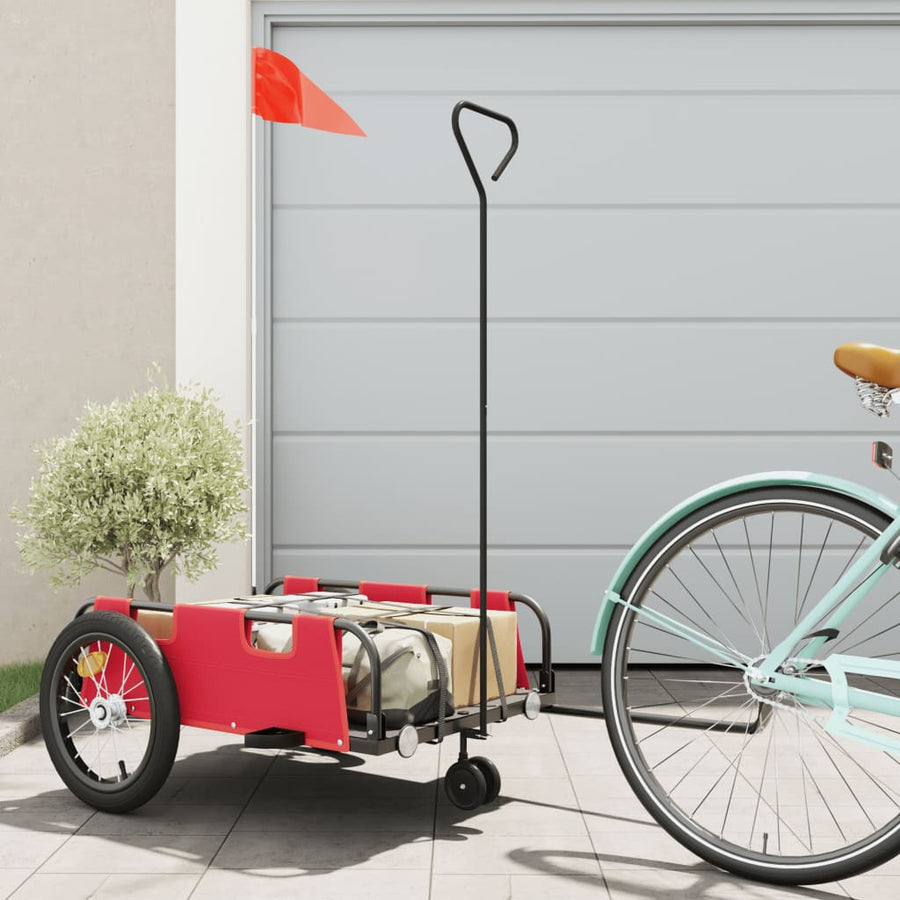 Fietstrailer oxford stof en ijzer 124 x 64.5 x 36 cm Rood