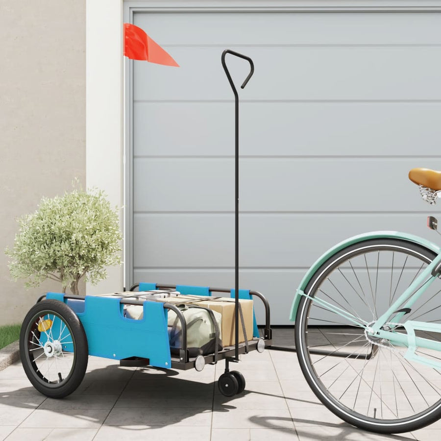 Fietstrailer oxford stof en ijzer 124 x 64.5 x 36 cm Blauw