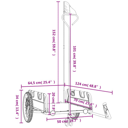 Fietstrailer Oxford Stof En Ijzer Zwart 124 x 64.5 x 36 cm