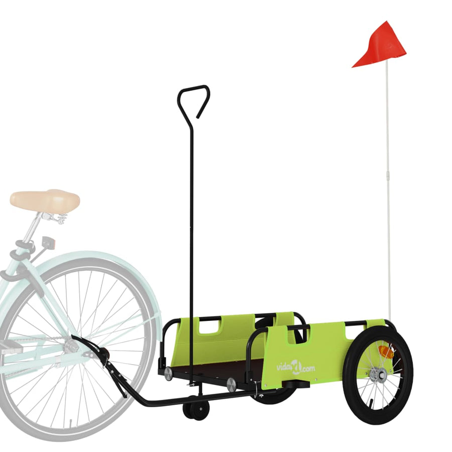 Fietstrailer oxford stof en ijzer 124 x 64.5 x 36 cm Groen