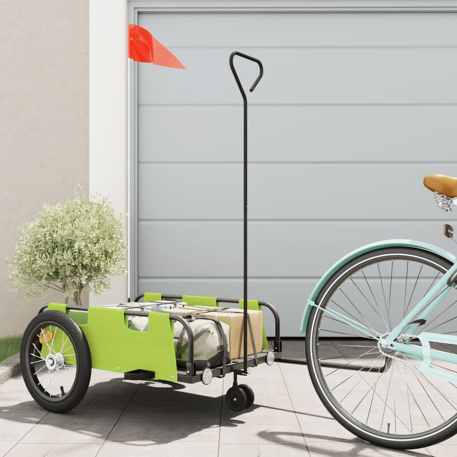 Fietstrailer oxford stof en ijzer 124 x 64.5 x 36 cm Groen