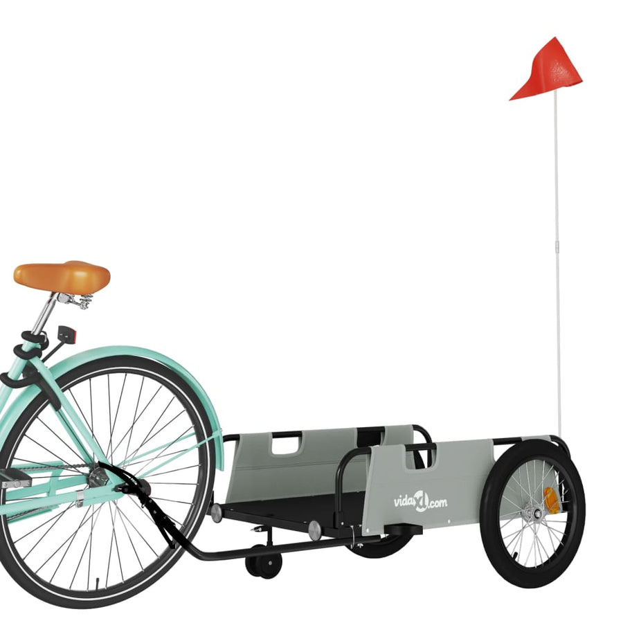Fietstrailer oxford stof en ijzer grijs en zwart