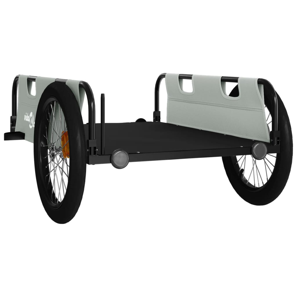 Fietstrailer oxford stof en ijzer grijs en zwart