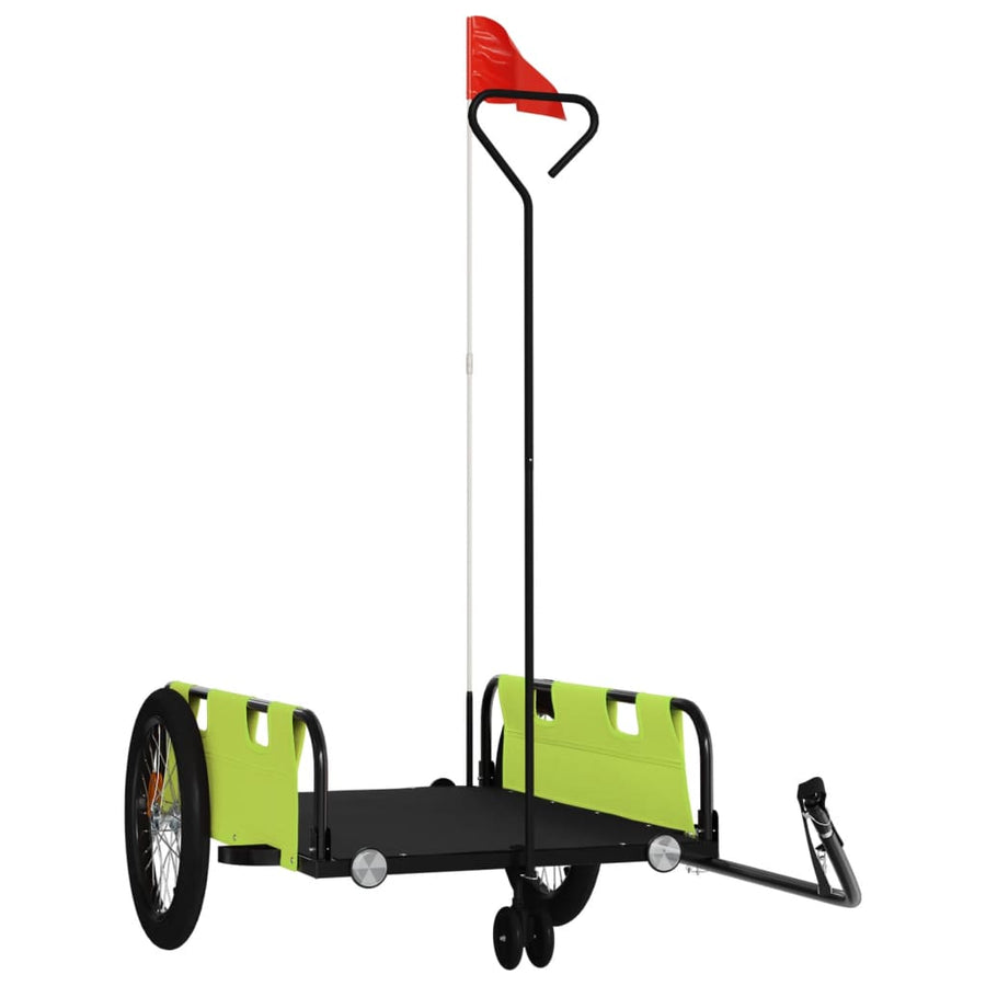 Fietstrailer oxford stof en ijzer groen en zwart