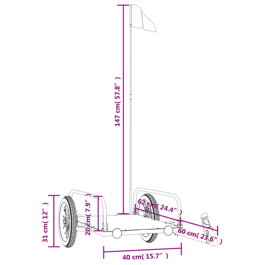 Fietstrailer Ijzer Zwart 122 x 53 x 31 cm