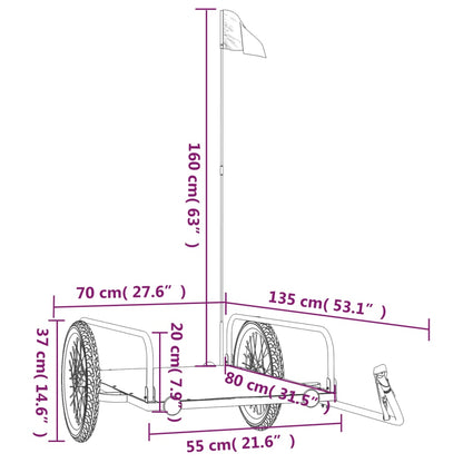 Fietstrailer Ijzer Zwart 135 x 70 x 37 cm