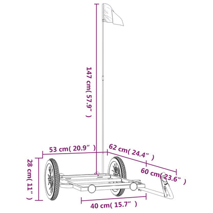 Fietstrailer 122X53X28 Cm Ijzer Zwart 122 x 53 x 28 cm