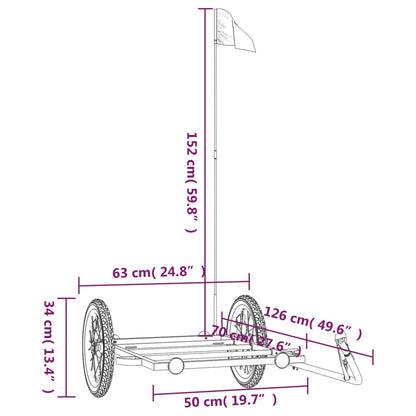 Fietstrailer Ijzer Zwart 126 x 63 x 34 cm