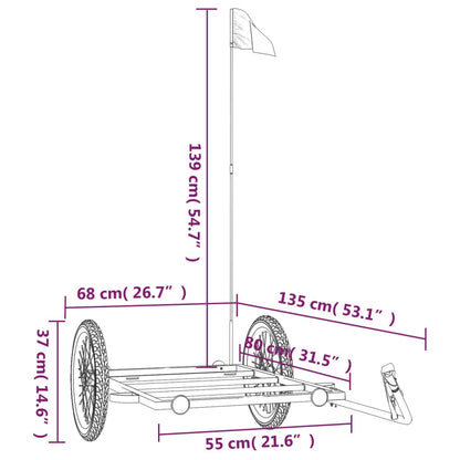 Fietstrailer Ijzer Zwart 135 x 68 x 37 cm
