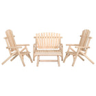 4-Delige Loungeset Massief Vurenhout Naturel 2x chair + bench + table