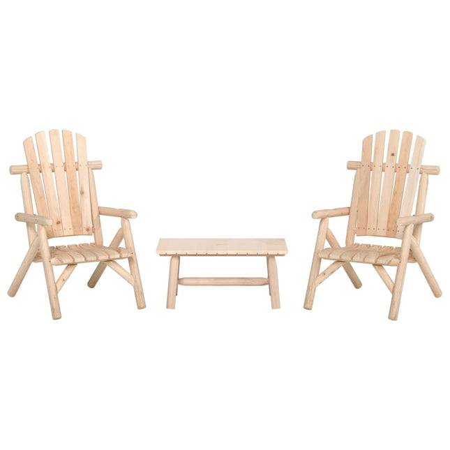 3-Delige Loungeset Massief Vurenhout Naturel table + 2x chair