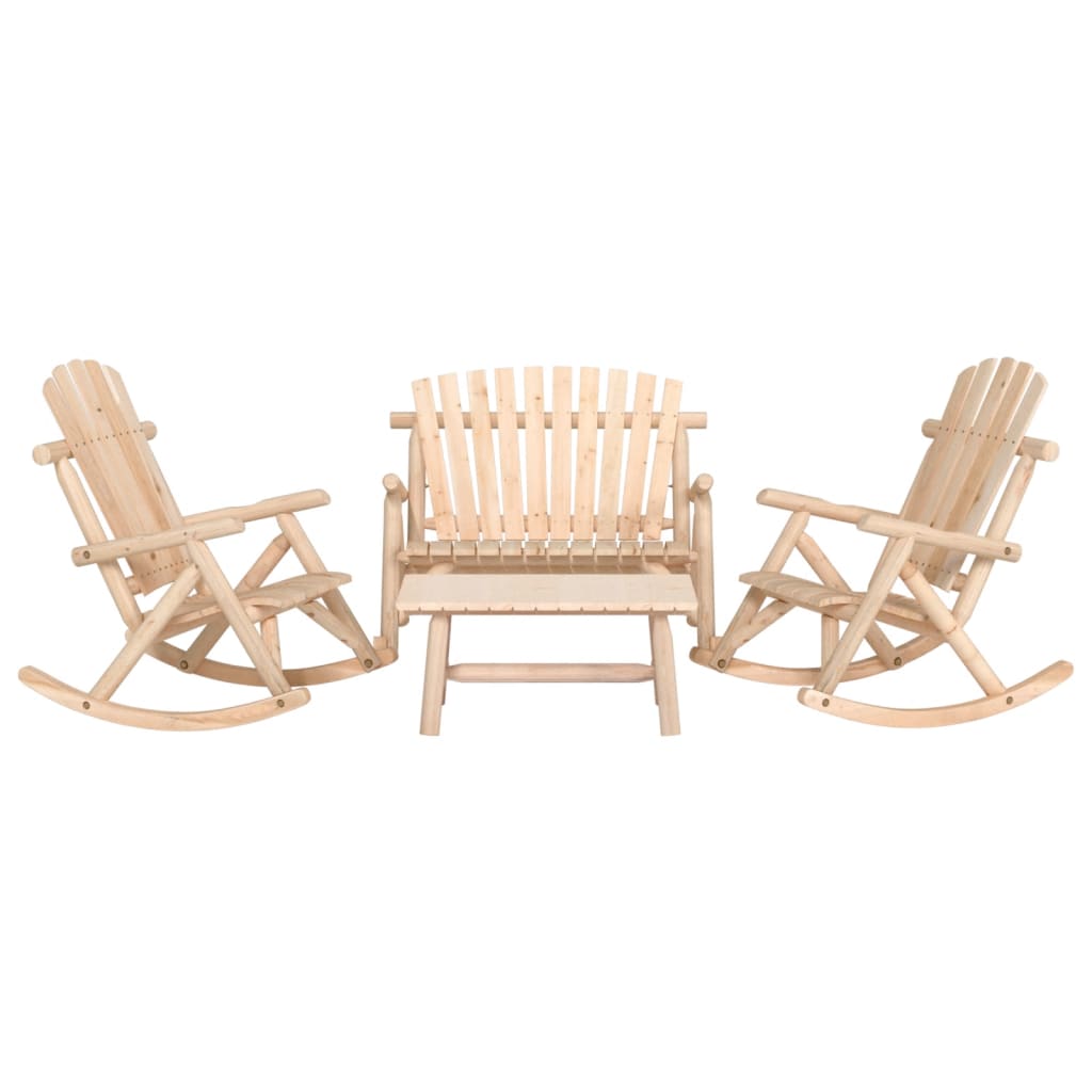 4-Delige Loungeset Massief Vurenhout 1 Naturel