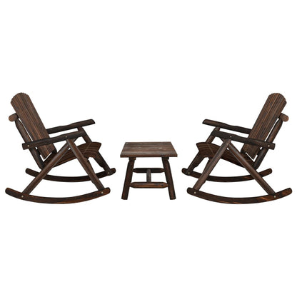 3-Delige Loungeset Massief Vurenhout 1 Donkerbruin table + 2x bench