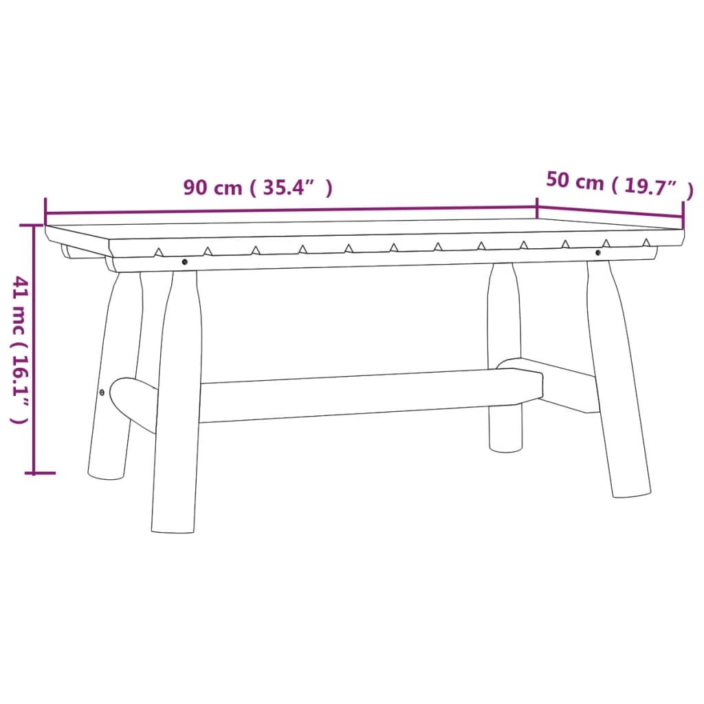 3-Delige Loungeset Massief Vurenhout 1 Donkerbruin table + 2x bench