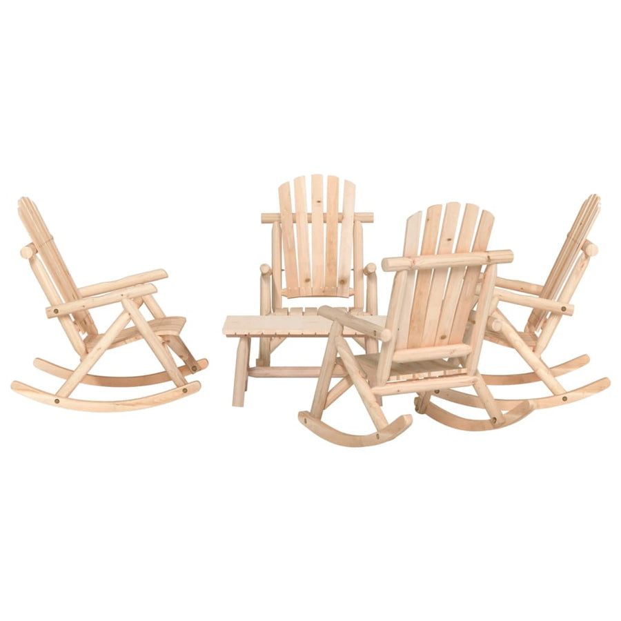 5-Delige Loungeset Massief Vurenhout 1 Naturel