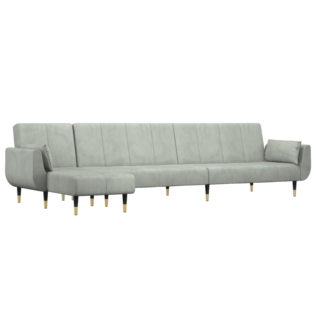 Slaapbank L-Vormig 275X140X70 Cm Fluweel Lichtgrijs