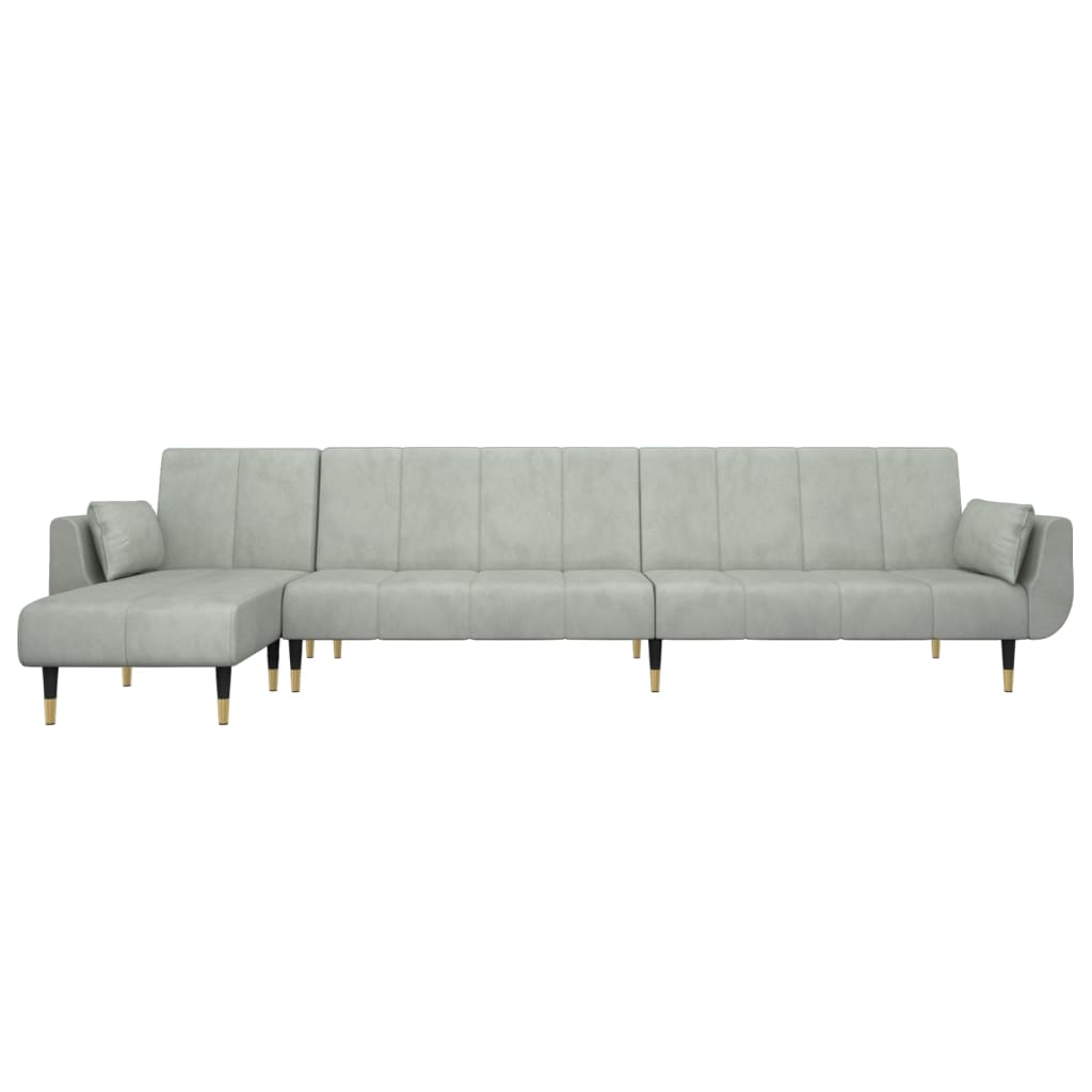 Slaapbank L-Vormig 275X140X70 Cm Fluweel Lichtgrijs