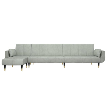 Slaapbank L-Vormig 275X140X70 Cm Fluweel Lichtgrijs