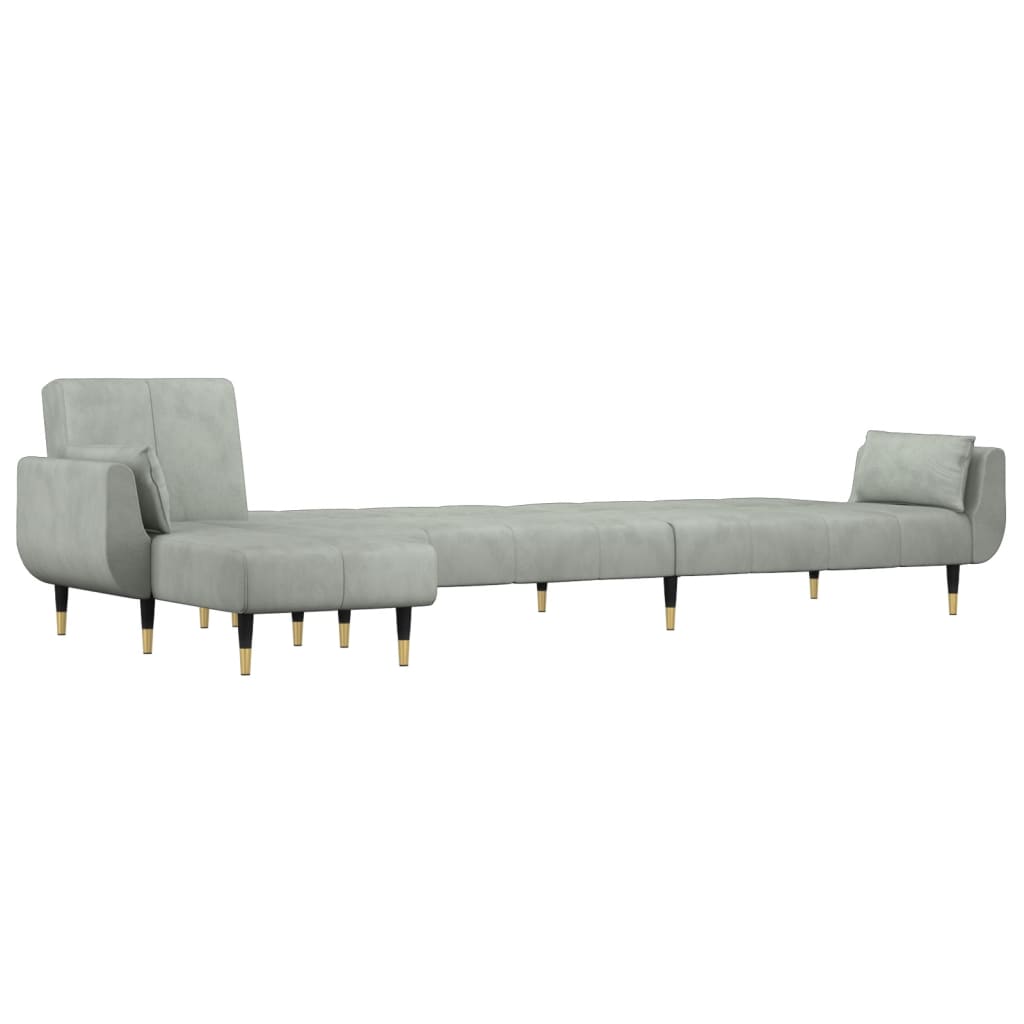 Slaapbank L-Vormig 275X140X70 Cm Fluweel Lichtgrijs