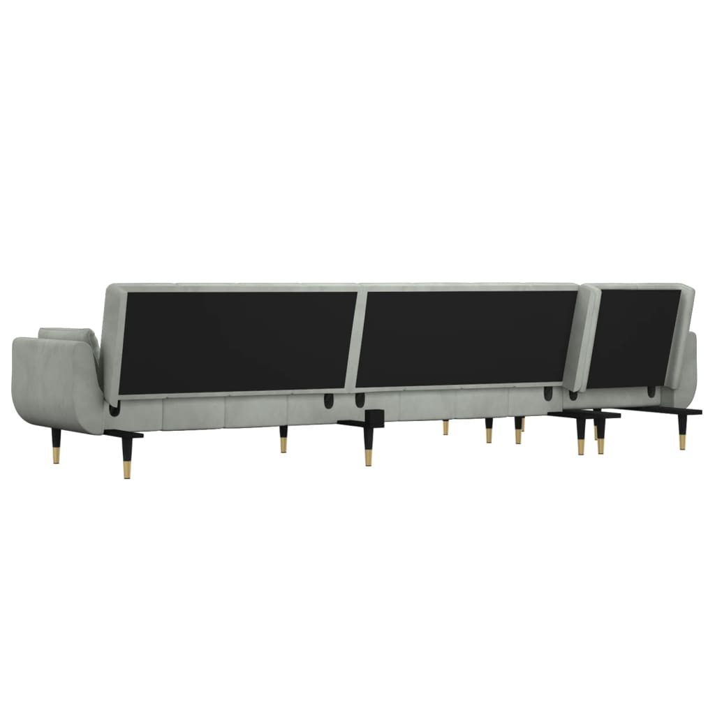 Slaapbank L-Vormig 275X140X70 Cm Fluweel Lichtgrijs