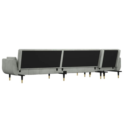 Slaapbank L-Vormig 275X140X70 Cm Fluweel Lichtgrijs