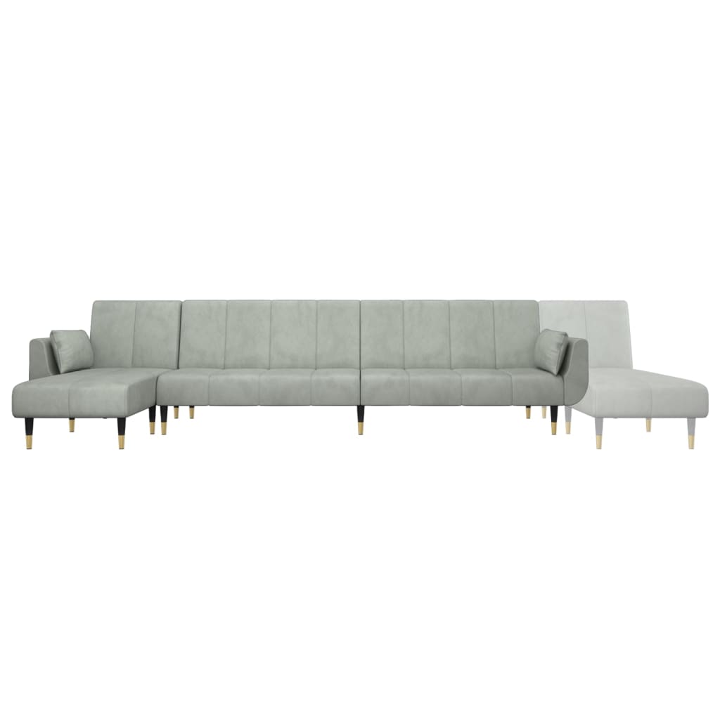 Slaapbank L-Vormig 275X140X70 Cm Fluweel Lichtgrijs