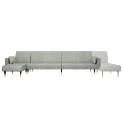 Slaapbank L-Vormig 275X140X70 Cm Fluweel Lichtgrijs
