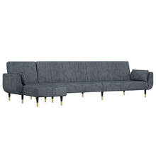 Slaapbank L-Vormig 275X140X70 Cm Fluweel Donkergrijs