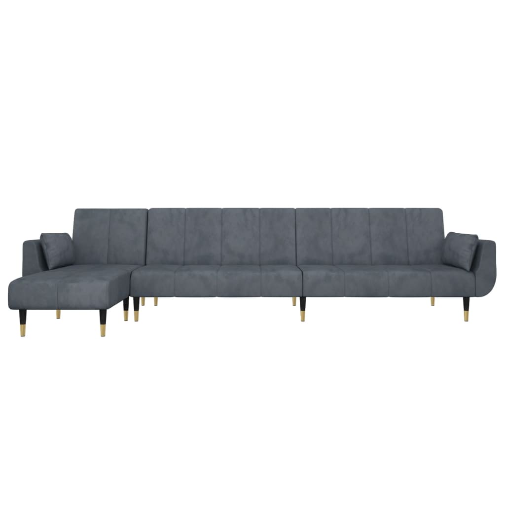 Slaapbank L-Vormig 275X140X70 Cm Fluweel Donkergrijs