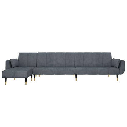 Slaapbank L-Vormig 275X140X70 Cm Fluweel Donkergrijs
