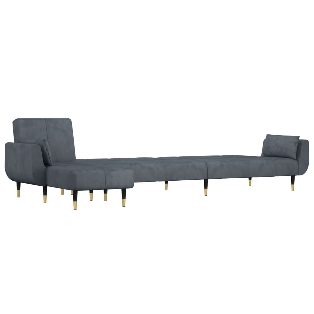 Slaapbank L-Vormig 275X140X70 Cm Fluweel Donkergrijs