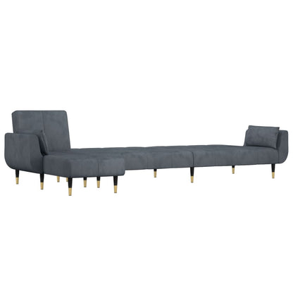 Slaapbank L-Vormig 275X140X70 Cm Fluweel Donkergrijs