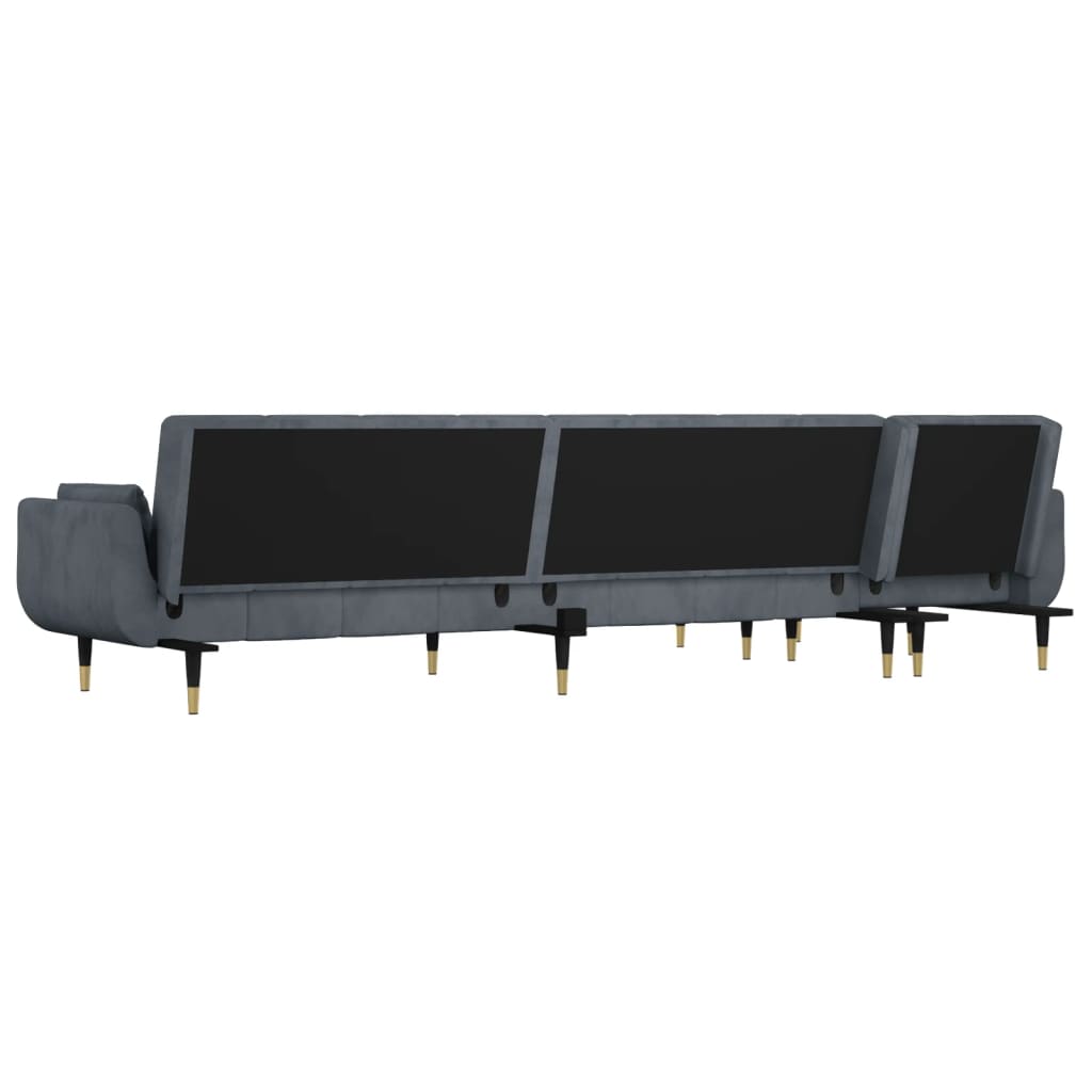 Slaapbank L-Vormig 275X140X70 Cm Fluweel Donkergrijs